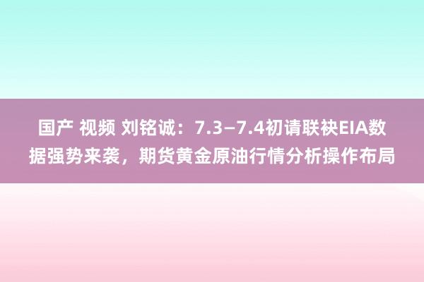 国产 视频 刘铭诚：7.3—7.4初请联袂EIA数据强势来袭，期货黄金原油行情分析操作布局