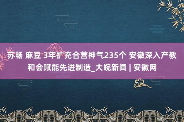 苏畅 麻豆 3年扩充合营神气235个 安徽深入产教和会赋能先进制造_大皖新闻 | 安徽网