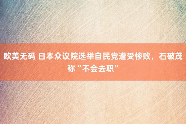 欧美无码 日本众议院选举自民党遭受惨败，石破茂称“不会去职”