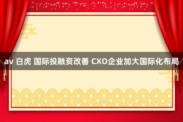 av 白虎 国际投融资改善 CXO企业加大国际化布局