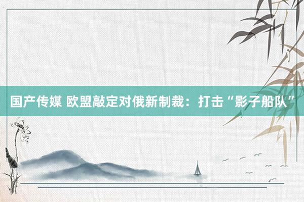 国产传媒 欧盟敲定对俄新制裁：打击“影子船队”