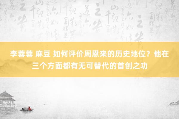 李蓉蓉 麻豆 如何评价周恩来的历史地位？他在三个方面都有无可替代的首创之功