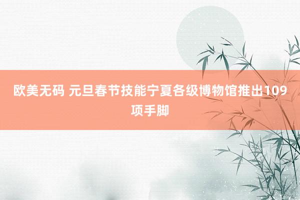 欧美无码 元旦春节技能宁夏各级博物馆推出109项手脚