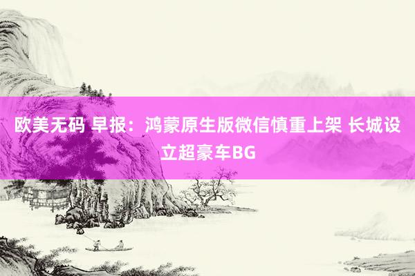 欧美无码 早报：鸿蒙原生版微信慎重上架 长城设立超豪车BG