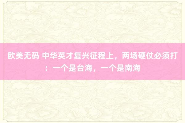 欧美无码 中华英才复兴征程上，两场硬仗必须打：一个是台海，一个是南海