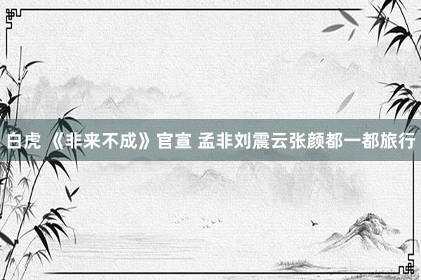 白虎 《非来不成》官宣 孟非刘震云张颜都一都旅行