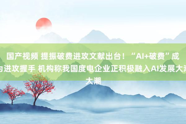 国产视频 提振破费进攻文献出台！“AI+破费”成为进攻握手 机构称我国度电企业正积极融入AI发展大潮
