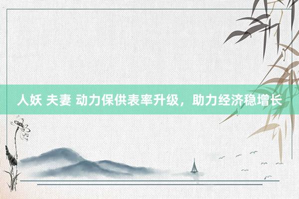 人妖 夫妻 动力保供表率升级，助力经济稳增长