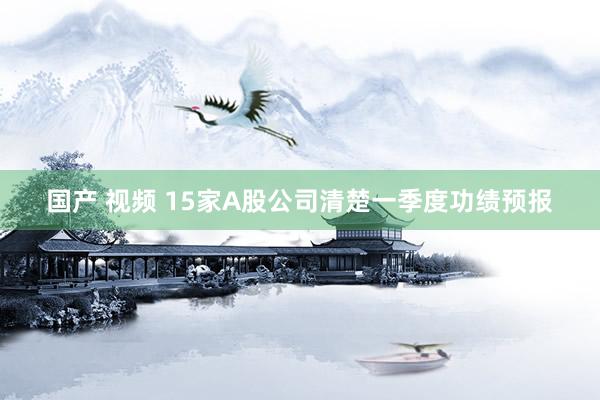 国产 视频 15家A股公司清楚一季度功绩预报