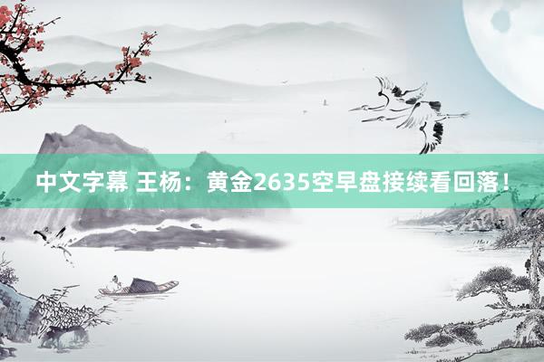 中文字幕 王杨：黄金2635空早盘接续看回落！