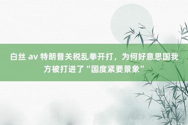白丝 av 特朗普关税乱拳开打，为何好意思国我方被打进了“国度紧要景象”