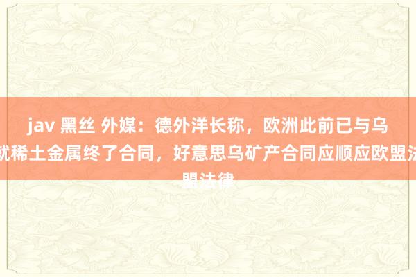 jav 黑丝 外媒：德外洋长称，欧洲此前已与乌方就稀土金属终了合同，好意思乌矿产合同应顺应欧盟法律