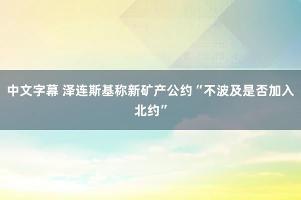 中文字幕 泽连斯基称新矿产公约“不波及是否加入北约”