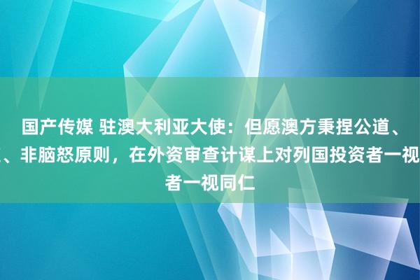 国产传媒 驻澳大利亚大使：但愿澳方秉捏公道、公道、非脑怒原则，在外资审查计谋上对列国投资者一视同仁