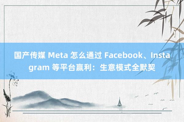 国产传媒 Meta 怎么通过 Facebook、Instagram 等平台赢利：生意模式全默契