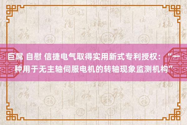 巨屌 自慰 信捷电气取得实用新式专利授权：“一种用于无主轴伺服电机的转轴现象监测机构”