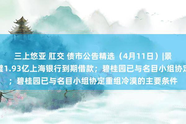 三上悠亚 肛交 债市公告精选（4月11日）|景瑞地产子公司未能反璧1.93亿上海银行到期借款；碧桂园已与名目小组协定重组冷漠的主要条件