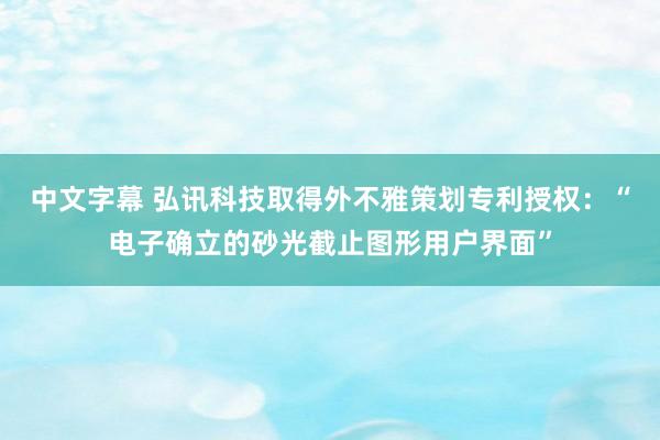 中文字幕 弘讯科技取得外不雅策划专利授权：“电子确立的砂光截止图形用户界面”