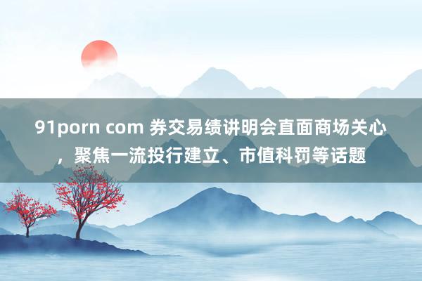 91porn com 券交易绩讲明会直面商场关心，聚焦一流投行建立、市值科罚等话题
